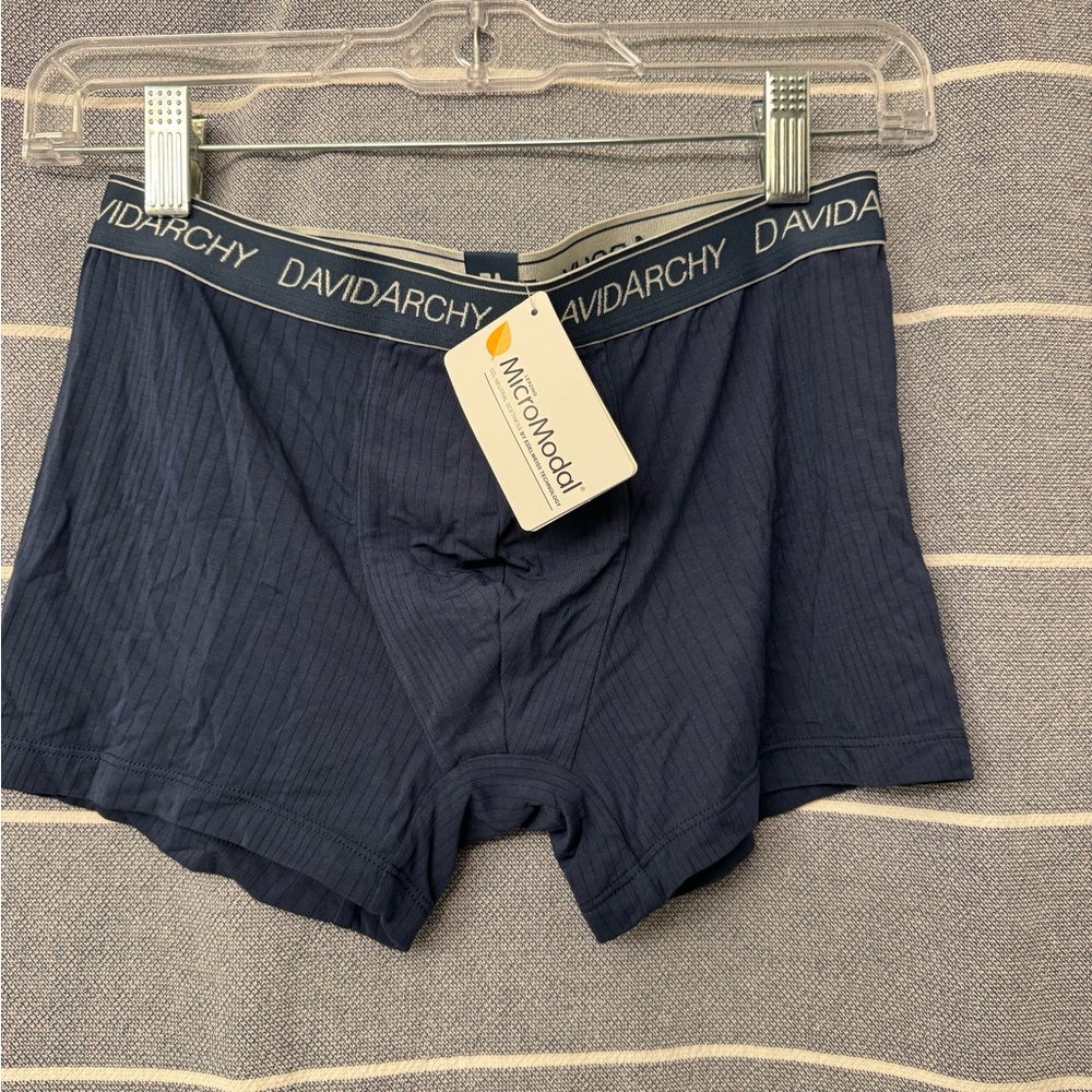 David Archy. Microfiber Ribbed Trunk. Color: Blue. Size: S